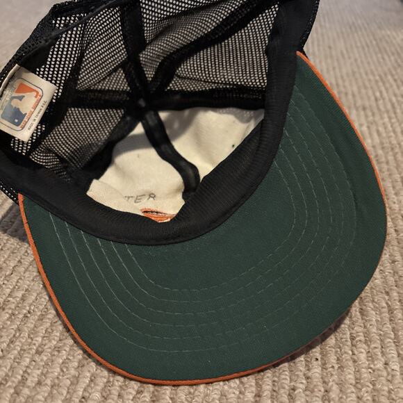Vintage 60s 70s Baltimore Orioles Hat Orange Black Mesh MLB Snap - Picture 10 of 12